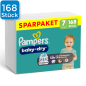 Preview: Vorderseite einer Packung Pampers Baby Dry Größe 7. Oben links ist ein blaues Viereck mit der Aufschrift "168 Stück"